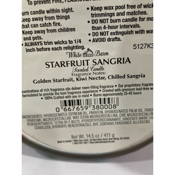 Bath & Body Works “Starfruit Sangria” New 3 Wick Candle - Picture 5 of 6